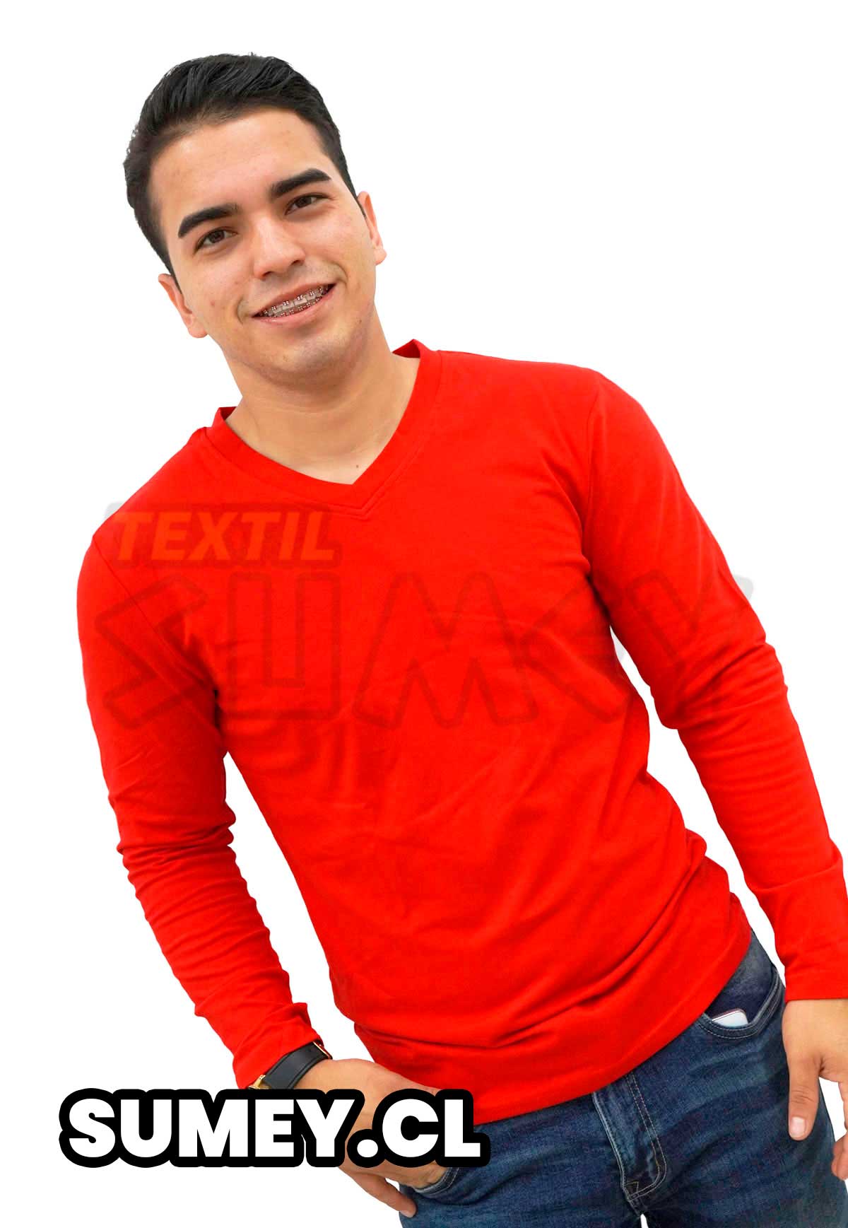 Polera De Hombre Cuello En V Ml Textil Sumey 1583