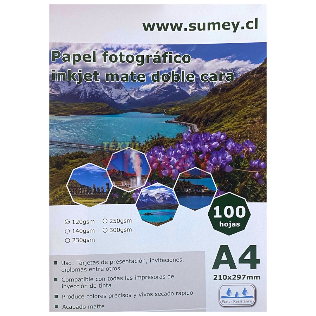 Papel Fotográfico Matte 2 Caras A4 x 100 Hojas